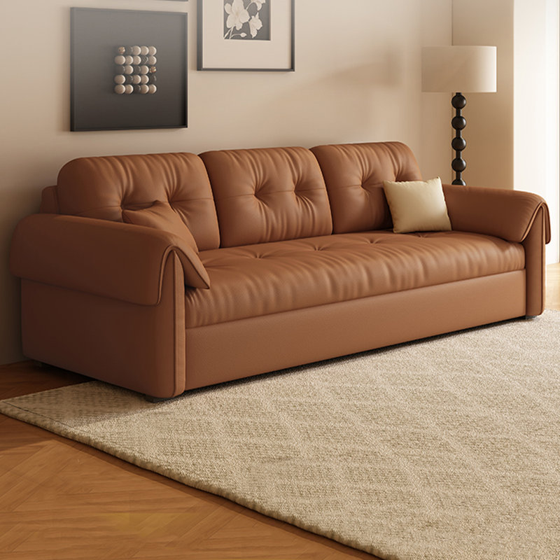 Canapé Mid-Century vintage en cuir Nappa avec structure en bois massif et acier au carbone, H 32,3 po x l 70,9 po x P 31,5 po