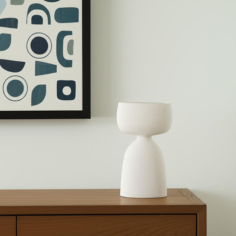 12" White Ceramic Sculptural Table Vase