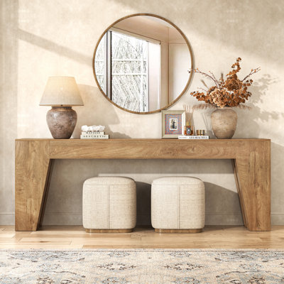 Console extra longue de 218 cm, table d'appoint derrière le canapé

Table d'entrée de style ferme en bois avec rangement, console moderne pour salon, couloir, entrée, chêne brun naturel