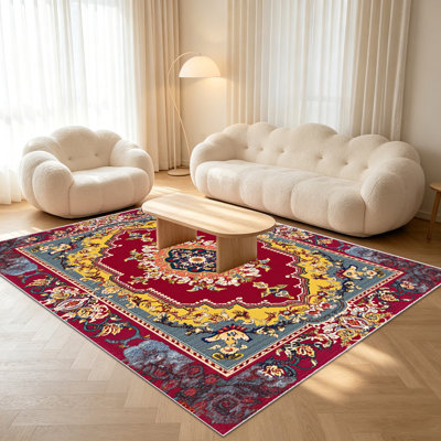 Tapis orientaux traditionnels 1 pièce pour le salon, doux et confortable, convenant à toutes les saisons, facile à entretenir, lavable à la machine, convient à la chambre à coucher, à la salle à manger, au couloir, au bureau, au patio, à la maison, à la décoration extérieure.