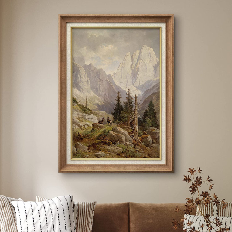 «Mountain Range Valley Pine Forest Nature Wilderness», peinture sur toile encadrée, Naturel