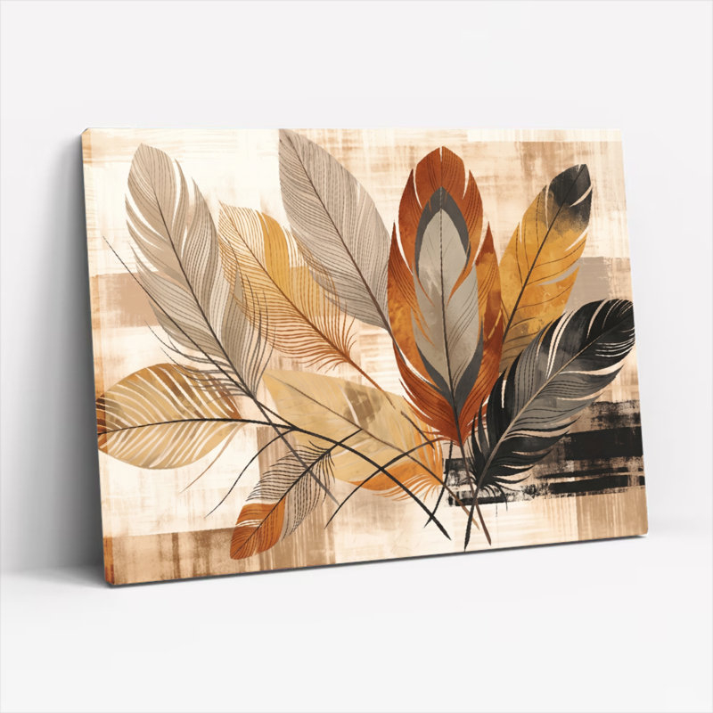 Ensemble de 1 tableau sur toile « Plumes », 24"H x 36"W, Wrapped Canvas