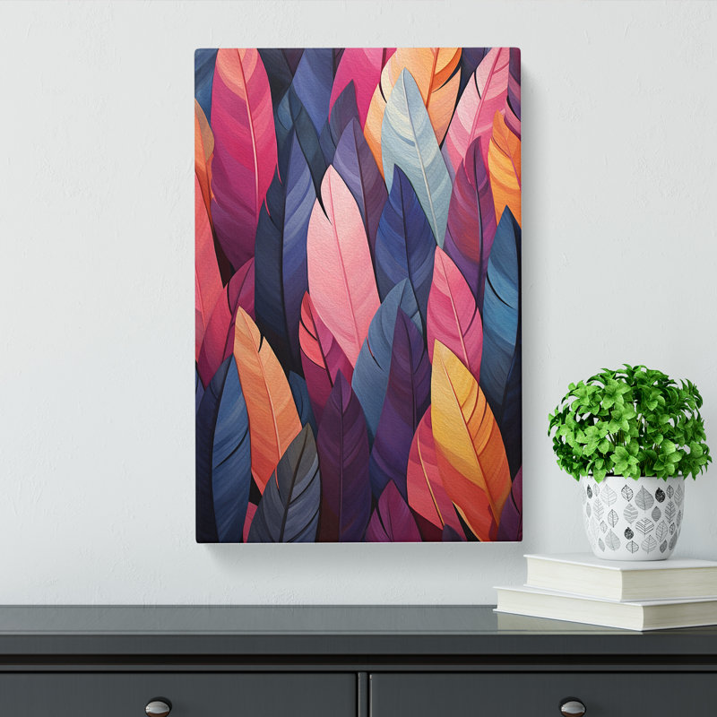 Feather Geometric - Wrapped Canvas, 50cm H x 35cm W x 3cm D