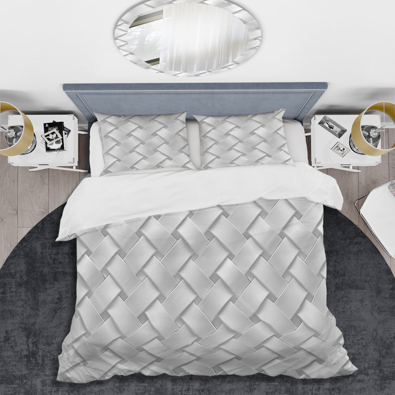 Ensemble de housse de couette gris moderne, Housse de couette pour grand lit et 2 taies décor
