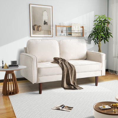 Muneef Corvettta 57.5"  square armrest pull-button double velvet couch