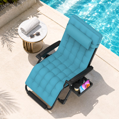 Chaise Zero Gravity avec coussin, chaise longue inclinable réglable de 90 ° à 170 °, fauteuil inclinable d'extérieur pliant robuste avec serrure en alliage d'aluminium, capacité de 500 lb pour le patio, le camping et la plage