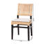 Chaise de salle à manger en rotin naturel Bali & Pari avec coussin - Chaise d'appoint en osier tressé à la main avec structure en bois d'acajou, style bohème côtier pour la cuisine ou la salle à manger, marron expresso
