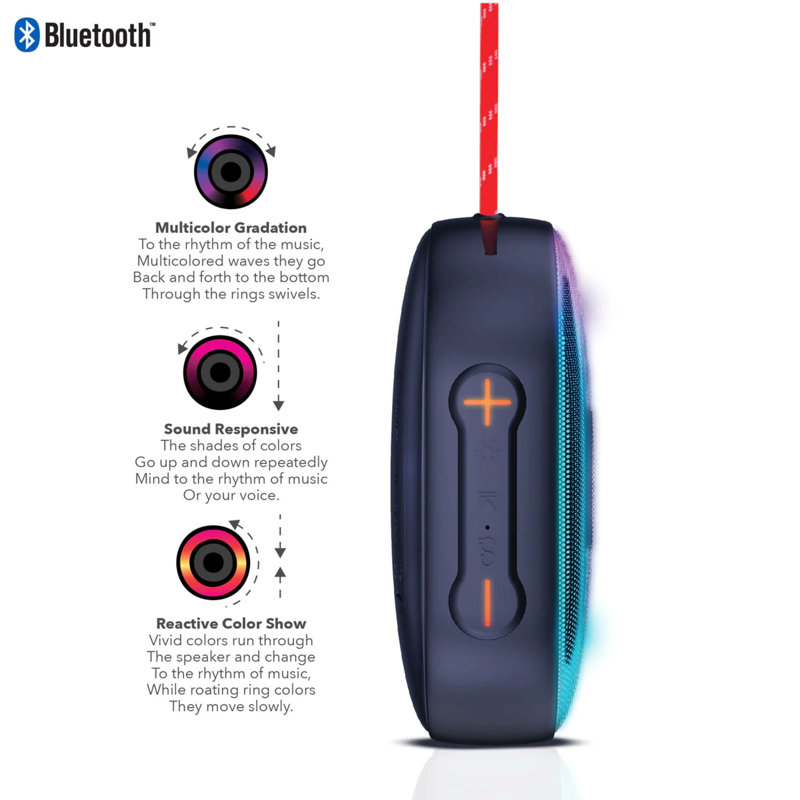 Haut-parleur Bluetooth RCA IP5 Disco-101 résistant à l'eau avec sortie 5 W, mode DEL