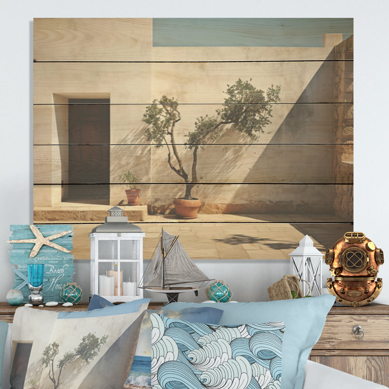 Seasim House, paysage de mimalisme I - Minimalisme côtier, art mural sur bois de pin naturel, H 24 po x l 32 po
