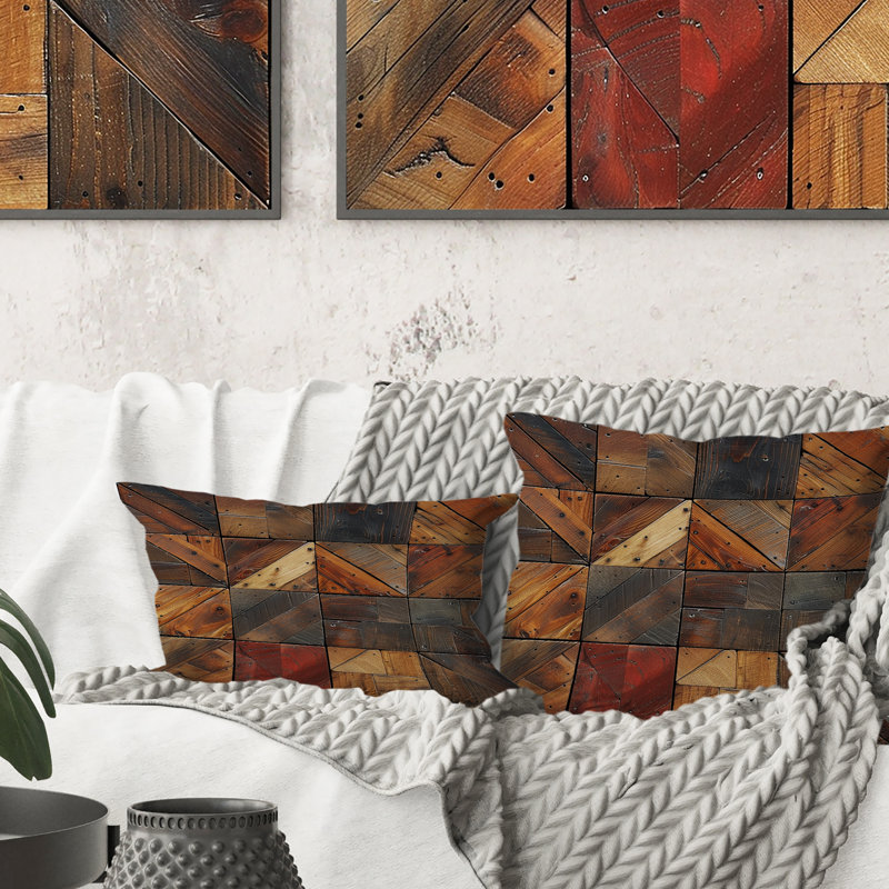 Coussin brun et noir Country Barnwood II - Country, Forme rectangulaire, H 12 po x l 20 po