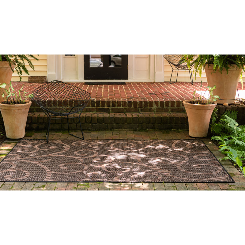 Tapis d'intérieur / extérieur brun chocolat Stedman, Rectangle 5 pi 1 po x 8 pi