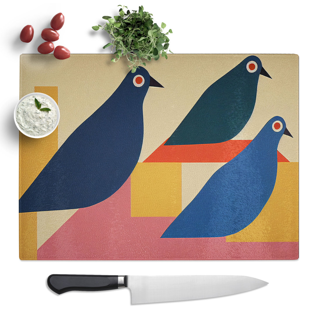 Abstract Pigeon Birds Vol.2  Glass Chopping Board