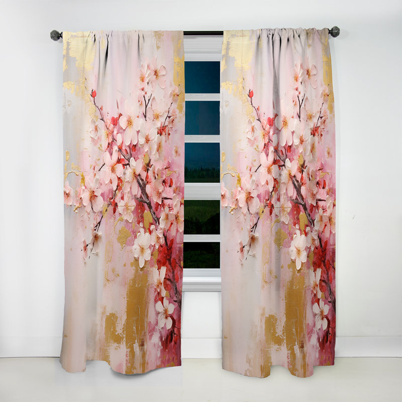 Apple Blossom Harmony VI - rideau en velours traditionnel - obscurcissant - 1 panneau, L 52 po x L 63 po