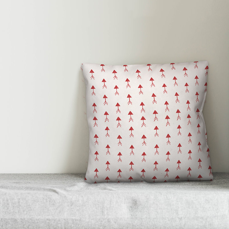 Polka Dots Reversible Throw Pillow, 20" x 20", White/Red Geometric 6