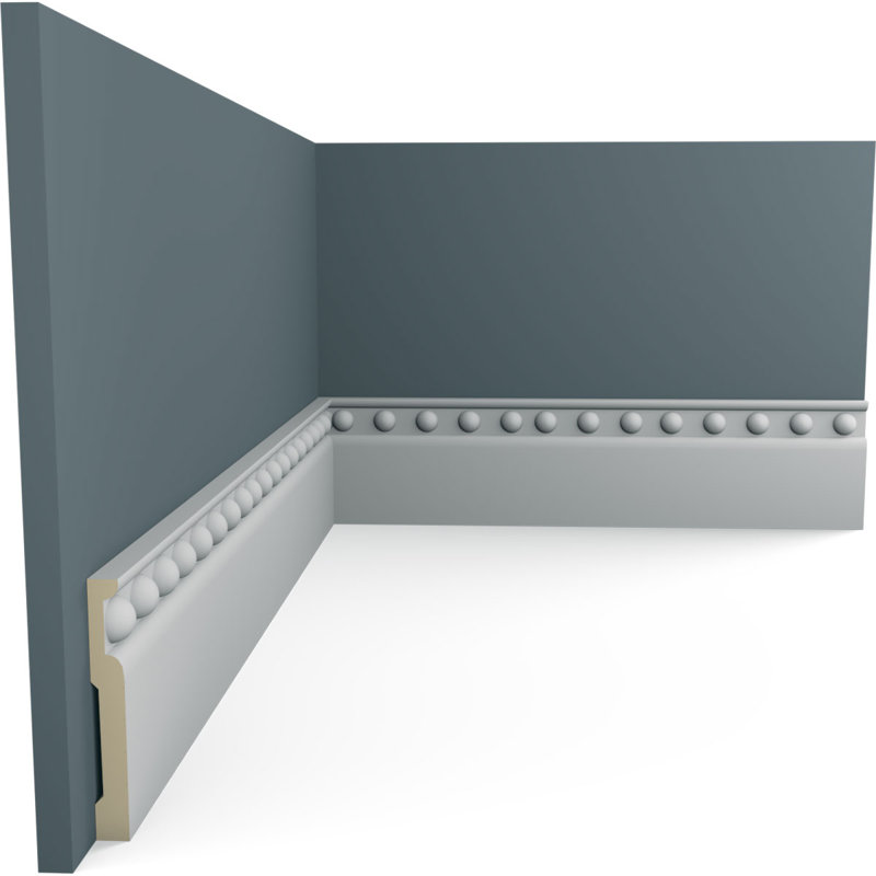 Gray Polyurethane 94.5 in Baseboard Moulding with Decorative Trim