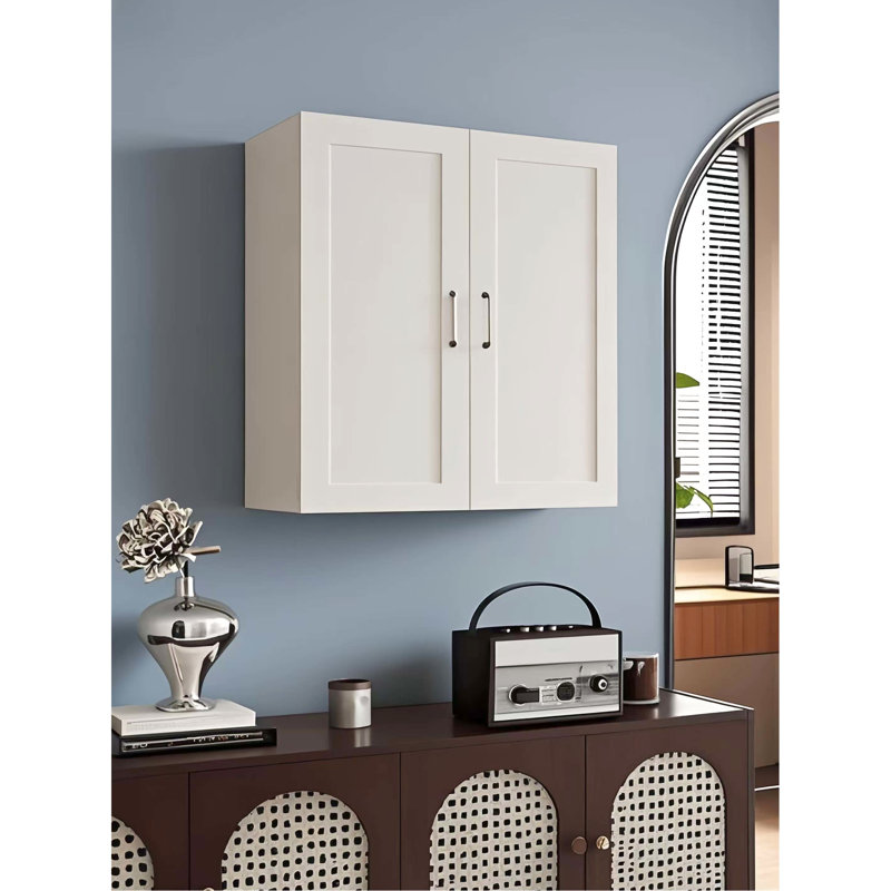 Armoire murale à double porte en bois massif blanc pour la salle de bain, tablettes réglables, finition laquée, fermeture silencieuse avec charnières à fermeture douce, bois de buanderie, charnières, utilisation en caoutchouc