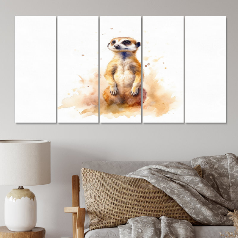 Suricate I, reproduction d'art mural, 5 panneaux égaux