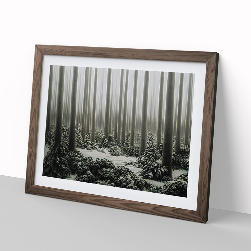 Adorable Winter Forest - Single Picture Frame Painting, 25cm H x 34cm W x 2cm D, Walnut Framed