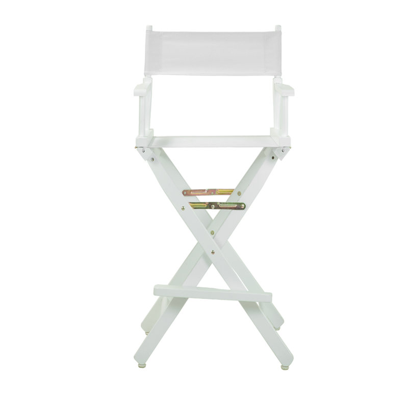 30" Folding Director Chair with Canvas, White, White