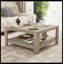 Table basse carrée avec rangement, frêne clair