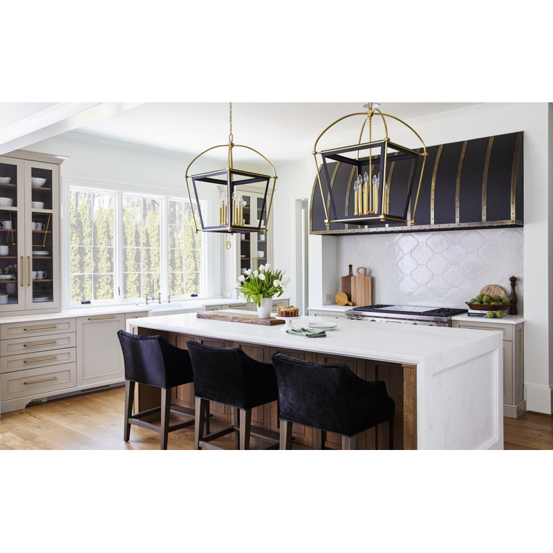Hollis 4 - Light Chandelier, 36" H x 24" W x 24" D, Polished Nickel