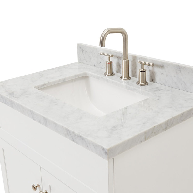 Hamlet 31'' Single Bathroom Vanity with Carrara Marble Top, White