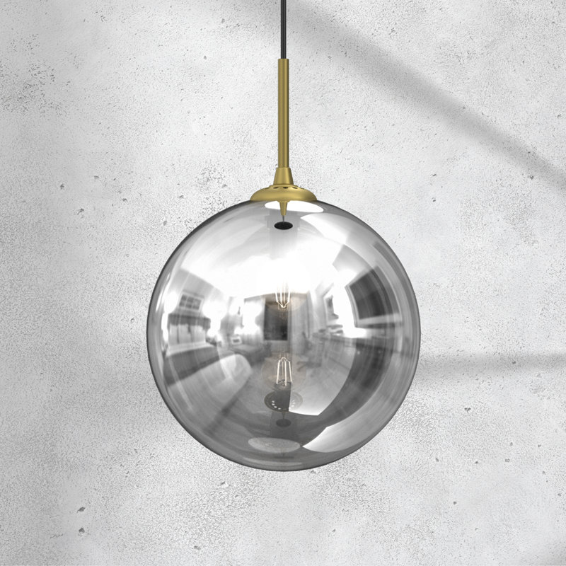 Reflex 1 - Light Grey Sphere Pendant, 90cm H x 25cm W x 25cm D