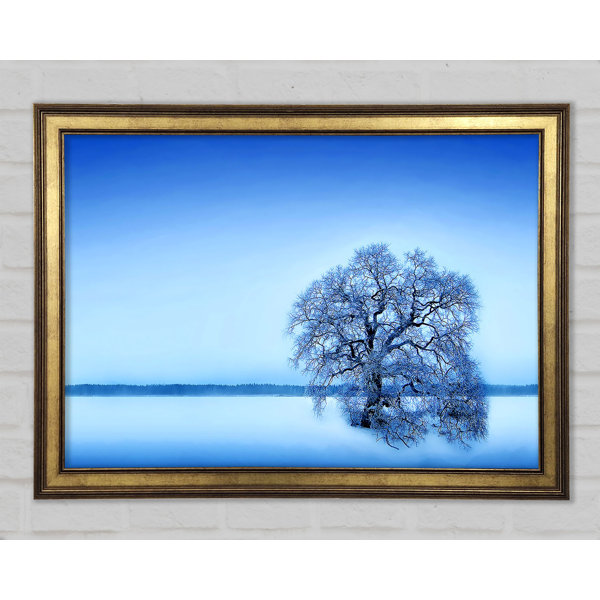 Ebern Designs Blue Winter Tree - Print | Wayfair.co.uk
