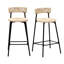 Tabourets de bar ronds en papier tissé à la main avec dossier et repose-pieds pour îlot de cuisine et salle à manger (ensembles 2 pièces)-438577386