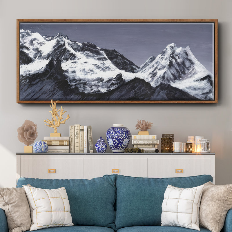 Moonlit Mountain Range I - Framed Canvas