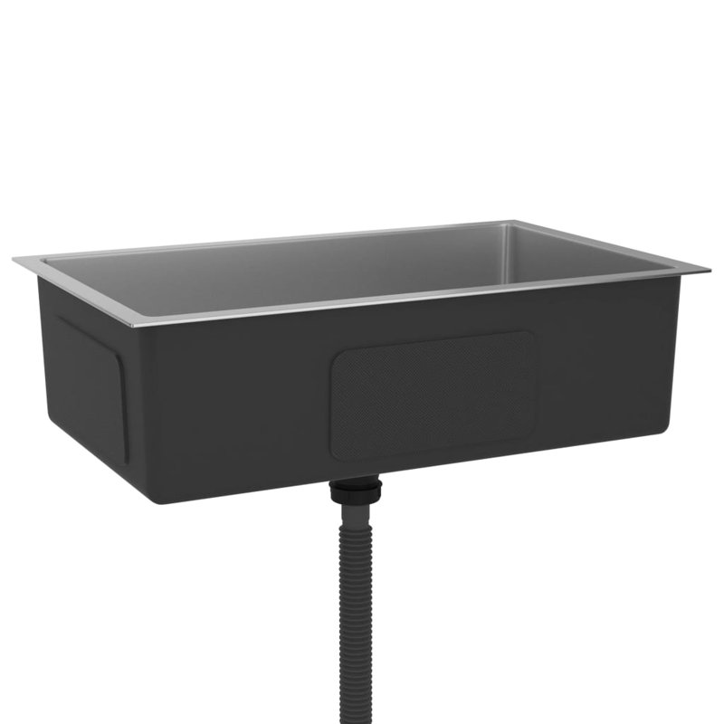 vidaXL Kitchen Sink with Strainer, Stainless Steel Top-Mount Sink, Fast Drainage, Anti-Corrosion, Silver, 17.3" W x 27.6" L