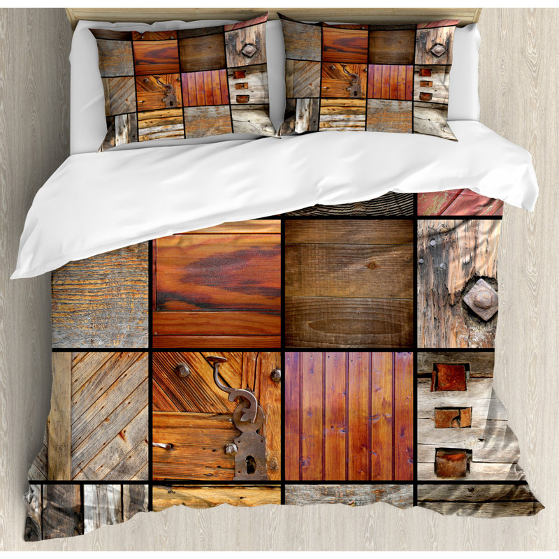 Rustic Polyester Duvet Cover, King Duvet Cover + 2 King Shams