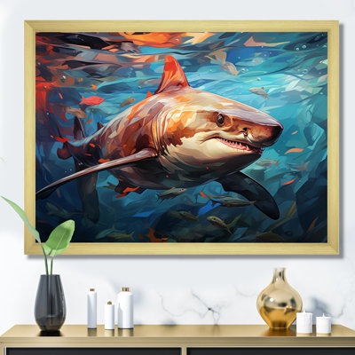 " Teal Shark Oceans Dance Geometric "