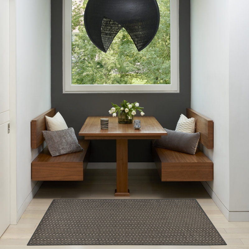Tapis noir intérieur / extérieur Remmie, Rectangulaire 3 pi x 5 pi, Gris anthracite