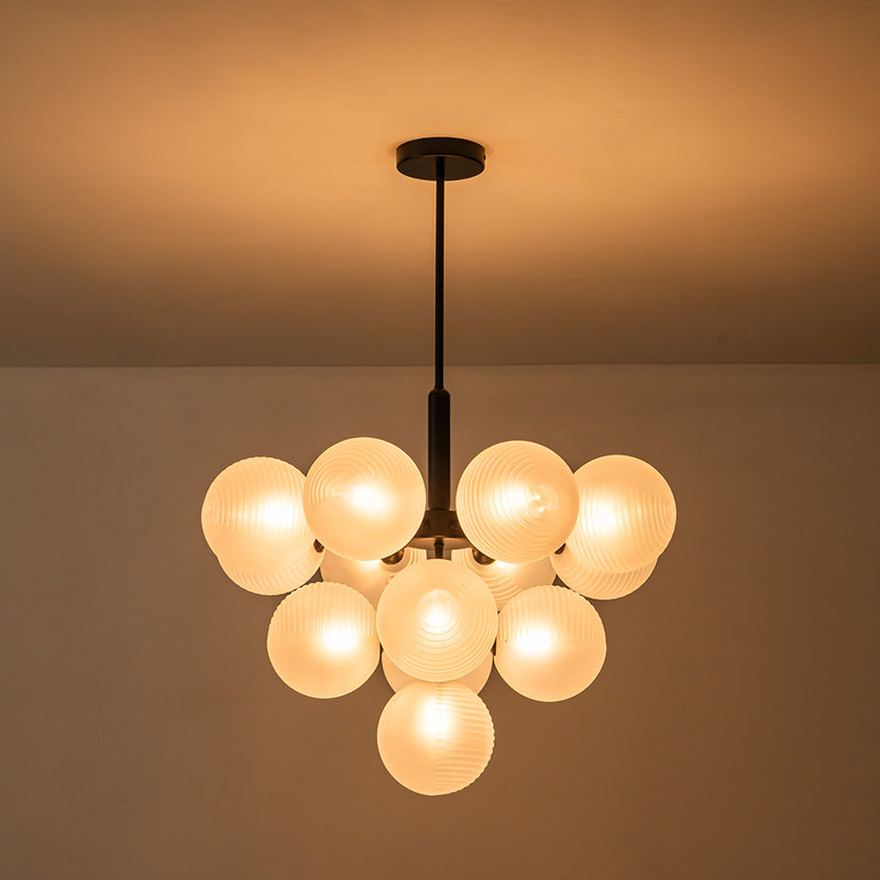Delacroy 13 - Light Dimmable Chandelier, Ribbed, Black