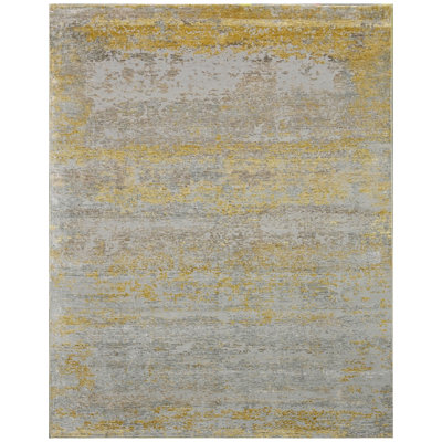 High-Quality Hand-Knotted Silver And Gold Area Rug
