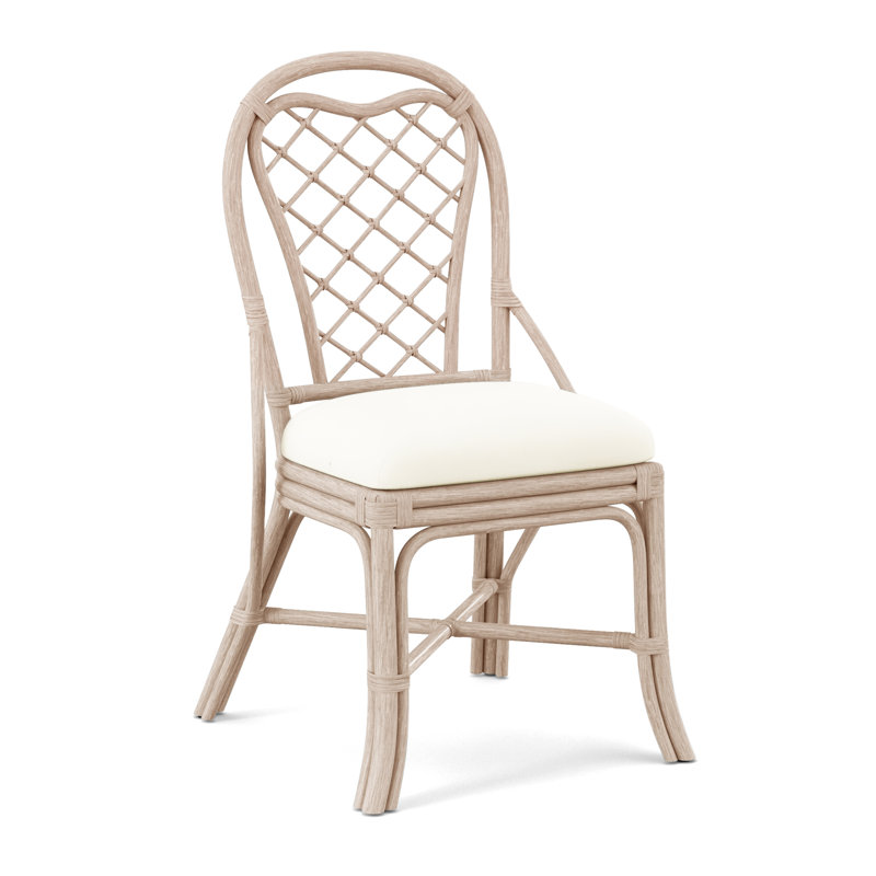 Trellis Back Side Dining Chair, Light Blue Performance Fabric; 0851-55, Bisque