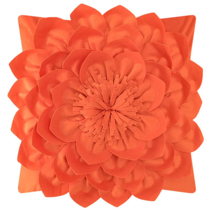 Appliqued Velvet Pillow Cover, Orange