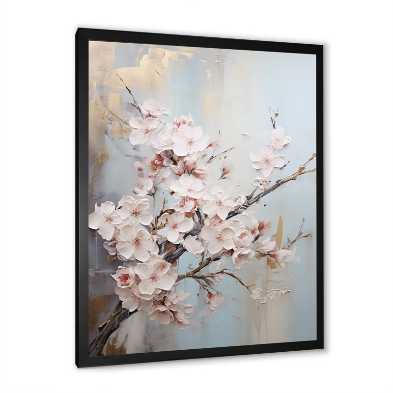 Impression sur toile encadrée, "Cherry Blossom I", Cadre simple noir, H 32 po x l 24 po x P 1 po