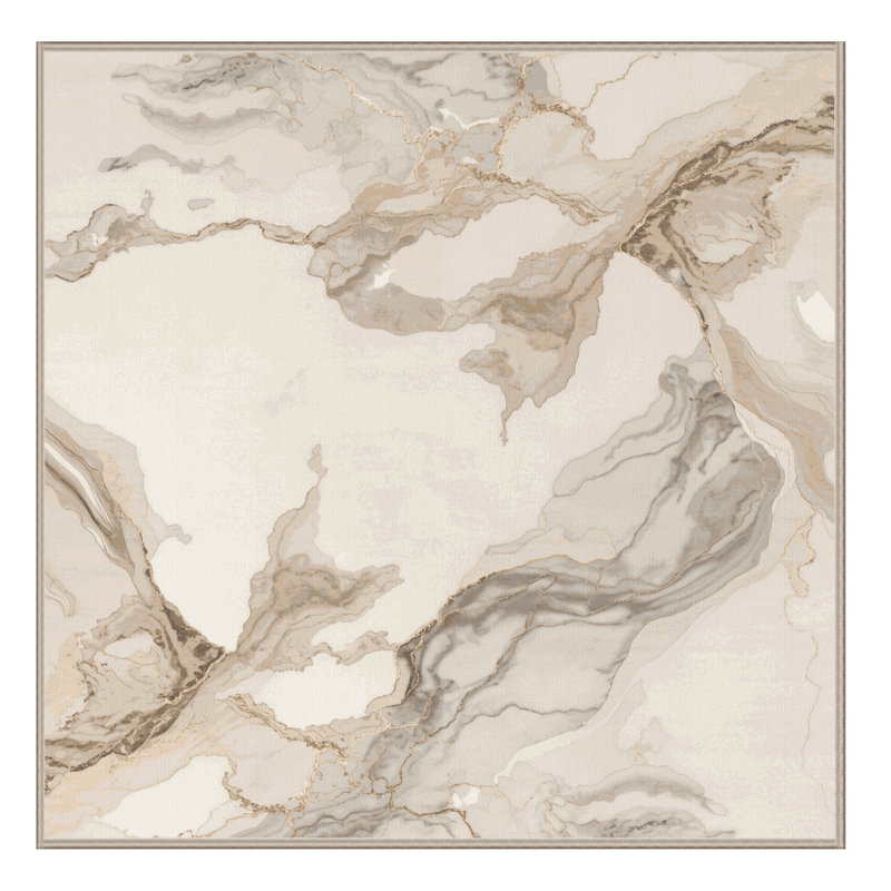 Tapis beige chic et luxueux lavable à la machine Arverne, 8' Square