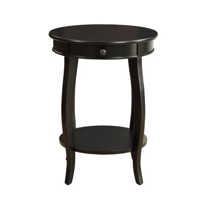 Round Top Accent Table With 1 Drawer And Open Storage