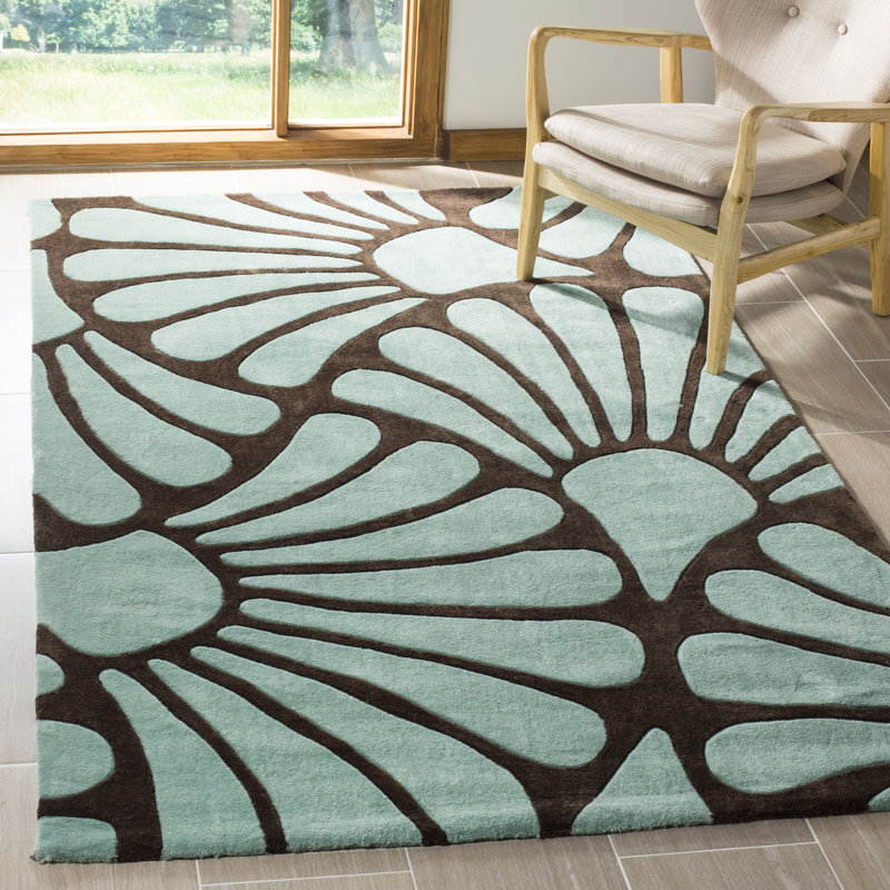 Cohmer Modern Art Hand Tufted Performance Floral Rug, Rectangle 5' x 8'