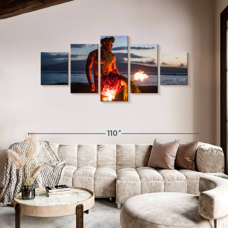 Danseuse de feu à Hawaï, H 42 po x l 92 po