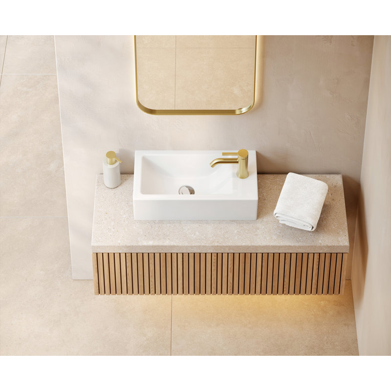 Cantrio PS-020 19.75-Inch Vitreous China Rectangular Above-Counter Vessel Bathroom Sink 