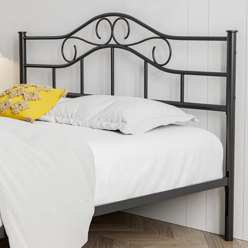 Anary Metal Queen Size Headboard, Adjustable Height, Steel Curved Queen Headboard Only For Bedroom, Farmhouse Scrollwork Design, Attach Frame, Easy Assembly, Black