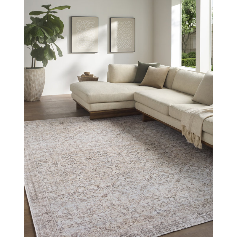 Jenni Yolo Home x Livabliss Amelia Washable Area Rug, Taupe/Sandstone/Ivory, Rectangle 9'2" x 12'