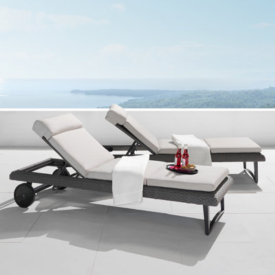 Layden 83" Long Reclining Chaise Lounge Set with Sunbrella Cushion Covers by Zipcode Design
