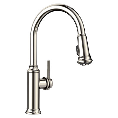 Robinet de cuisine à double jet à double arc Empressa - nickel poli