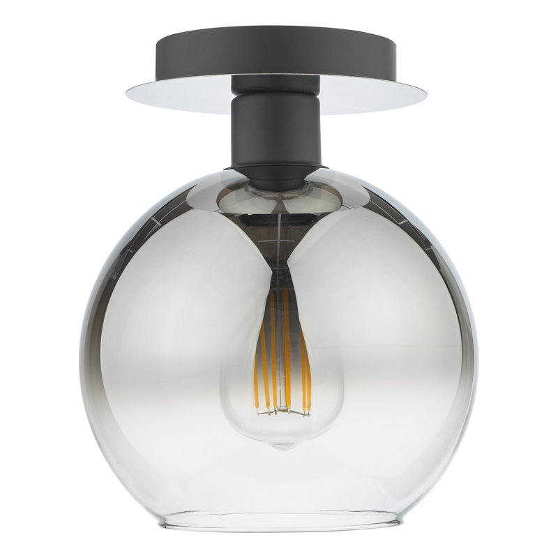Quadrell Glass Flush Mount, Matte Black, Smoked