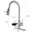 Robinet de cuisine à affichage numérique de la température à un trou avec douchette extractible Robinet d'évier de cuisine à poignée simple Robinets de lavabo en acier inoxydable avec rinçage en verre-129453502
